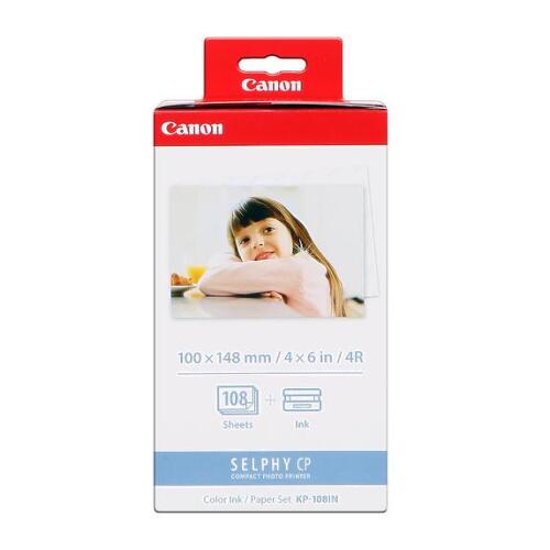 Canon KP-108IN Pacote econômico de tinta original - 108 folhas de papel fotográfico 100x148 mm - 3115B001 - Canon 3115B001