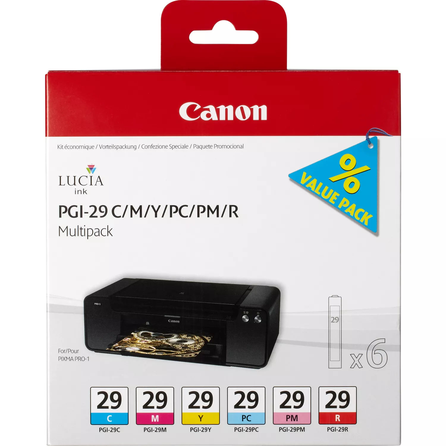 Pacote com 6 cartuchos de tinta originais Canon PGI29 - 4873B005 - Canon 4873B005
