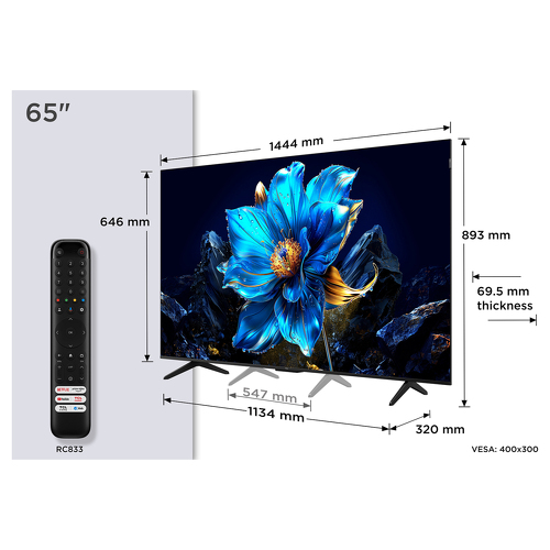 TCL QLED TV 65" 4K UHD HDR10+ DTS GOOGLE TV MIRACAST 65P7K - TCL 65P7K