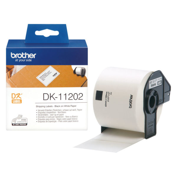 Etiquetas pré-cortadas para envios (papel térmico). 300 etiquetas brancas de 62 x 100mm - Brother DK-11202