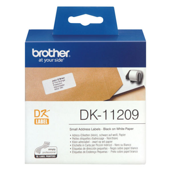 Etiquetas pré-cortadas de endereço pequenas (papel térmico). 800 etiquetas brancas de 29 x 62mm - Brother DK-11209
