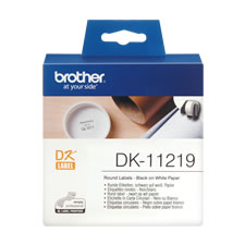Etiquetas pré-cortadas circulares (papel térmico). 1.200 etiquetas brancas de 12mm - Brother DK-11219