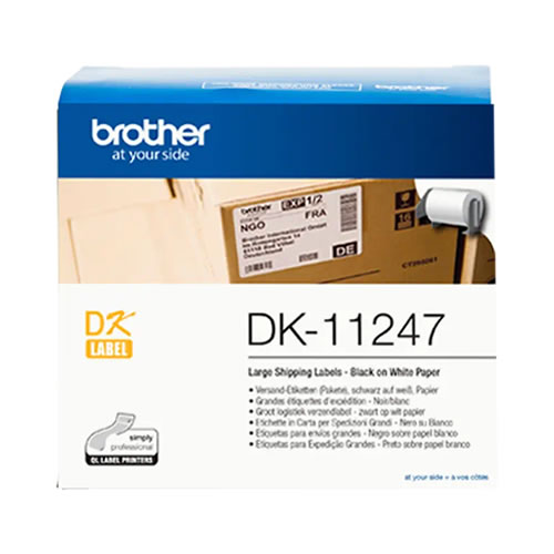 Etiquetas pré cortadas para grandes envios (papel térmico). 180 etiquetas brancas de 103 x 164 mm - Brother DK-11247