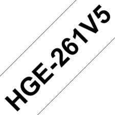 Fita HGe de alta qualidade. Texto preto sobre fundo branco (Caixa de 5un). Largura: 36 mm. Comprimento: 8 m - Brother HGe-261V5