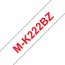 Fita não laminada. Texto vermelho sobre fundo branco. Largura: 9 mm. Comprimento: 8 m - Brother M-K222BZ
