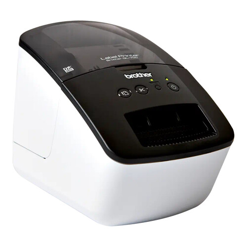Impressora de etiquetas profissional com tecnologia térmica direta, com função Conectar e Etiquetar que permite imprimir etiquetas até 62mm de largura - Brother QL-700