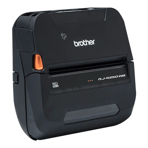 Impressora portátil de etiquetas e talões de até 4 polegadas de largura, conexão USB, WiFi e Bluetooth - Brother RJ-4250WB
