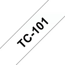 Fita laminada. Texto preto sobre fundo transparente. Largura: 12 mm. Comprimento: 7,7 m - Brother TC-101