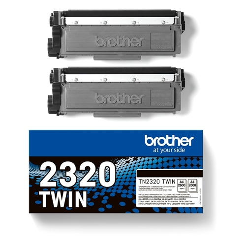 Brother TN2320 Black Pack de 2 cartuchos de toner originais - TN2320TWIN - Brother TN2320TWIN