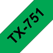 Fita laminada. Texto preto sobre fundo verde. Largura: 24 mm. Comprimento: 15 m - Brother TX-751