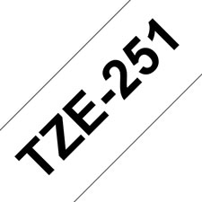 Fita laminada. Texto preto sobre fundo branco. Largura: 24 mm. Comprimento: 8 m - Brother TZe-251