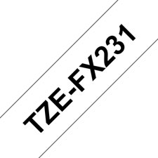 Fita laminada flexível. Texto preto sobre fundo branco. Largura: 12 mm. Comprimento: 8 m - Brother TZe-FX231