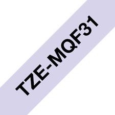Fita laminada mate. Texto preto sobre fundo púrpura pastel. Largura: 12mm. Comprimento: 4m - Brother TZe-MQF31