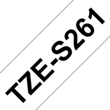 Fita laminada super adesiva. Texto preto sobre fundo branco. Largura: 36 mm. Comprimento: 8 m - Brother TZe-S261